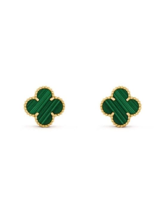 Jewelry - 18k yellow gold plated over 925 silver Green Shell four leaf clover push back st